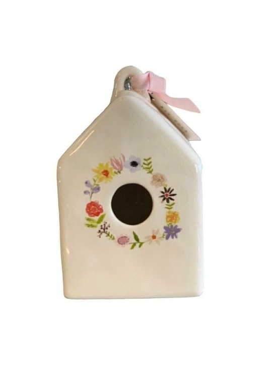 Rae Dunn Other - Rae Dunn Watercolor Floral Birdhouse Ceramic Spring Flowers Dimples White Pastel